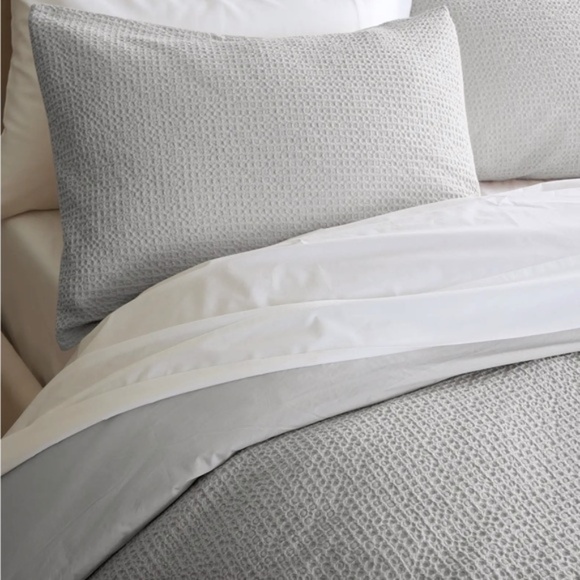 NWT Quince King Luxe Waffle Duvet Cover Set With 2 Shams in Light Grey - Picture 3 of 7